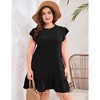 Women's Plus Size Babydoll Mini Dress Flutter Sleeve Flowy Shift Short Dress - 2 of 4