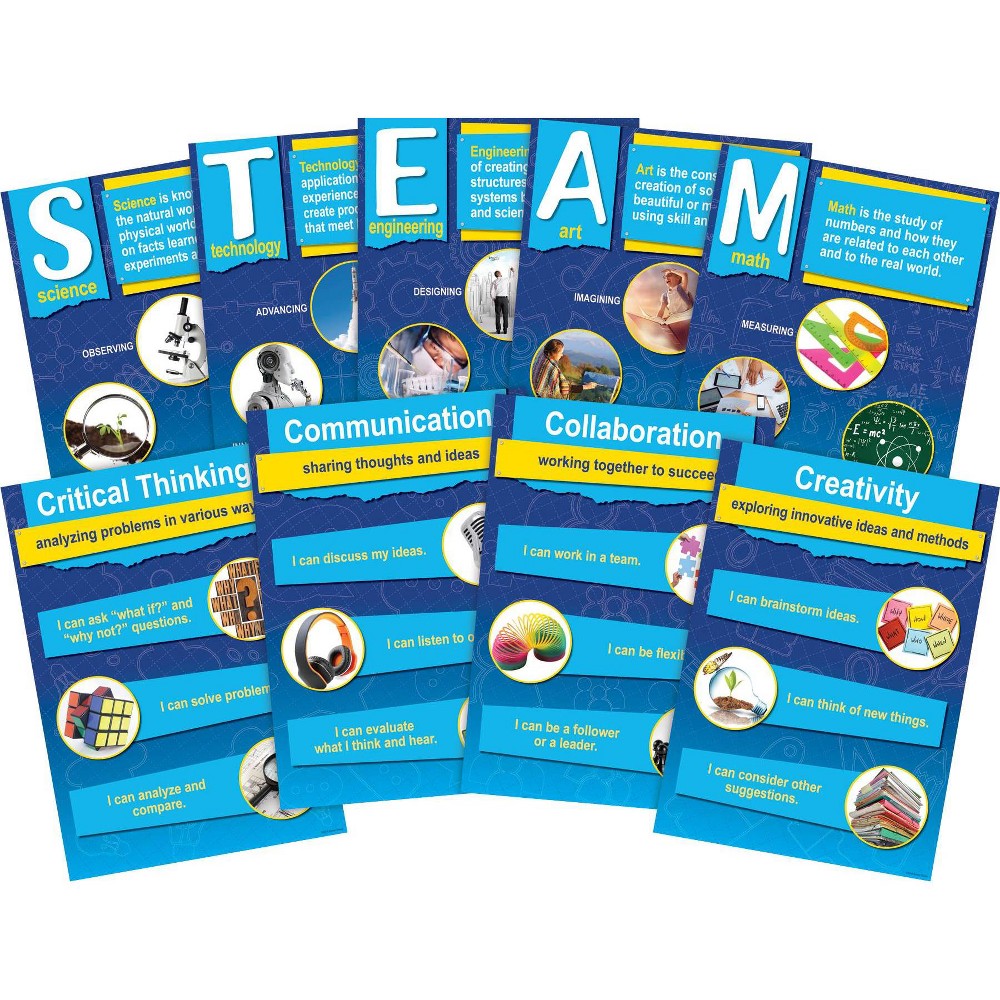 Photos - Other interior and decor Barker Creek 9pc Stem per Steam Poster Set with 21St Century 4 C Skills