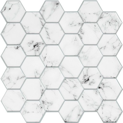 RoomMates Carrara Marble Hexagon Peel And Stick Backsplash