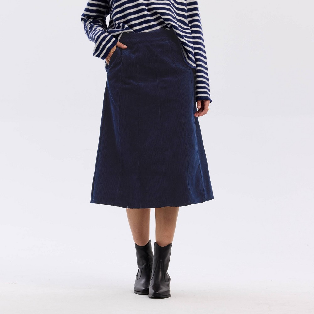 Women's Corduroy Midi A-Line Skirt - Universal Thread™ Blue M