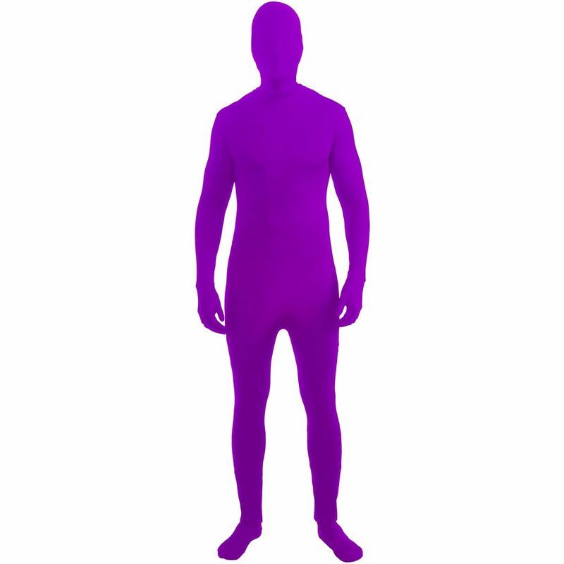 Forum Novelties Disappearing Man Neon Purple Stretch Costume Jumpsuit Teen, 1 of 2