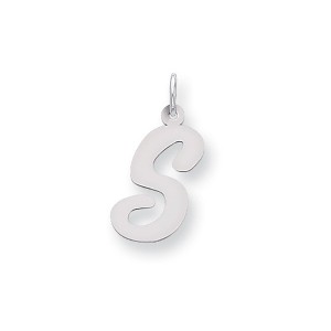Black Bow Jewelry 14k White Gold, Madison Collection, Medium Script Initial Pendant A-W - 1 of 3
