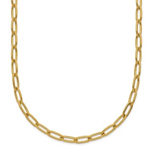Chisel Stainless Steel Yellow IP-plated Elongated Open Link Paperclip 15" Necklace with 2" Ext. - 1 of 4