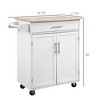 Aghana Digitals White Rolling Kitchen Cart with Rubberwood Top, Drawer, Adjustable Shelf Cabinet & - 2 of 4