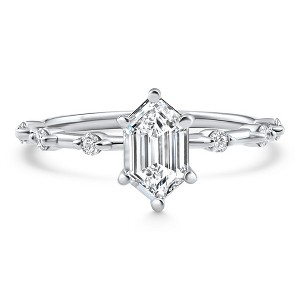 Pompeii3 Certified 1 1/3Ct Hexagon Diamond Jamie Engagement Ring 14k Gold Lab Created - 1 of 4
