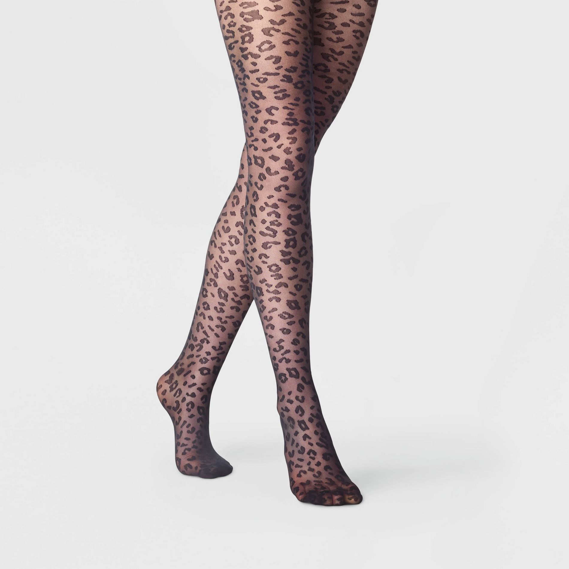 Women's Leopard Sheer Tights - A New Day™ Black