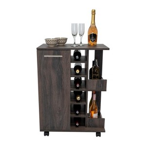 Vynxaria Stylish Bar Cart with Wine Rack, Locking Casters, and Spacious Storage - 1 of 4