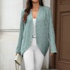 Women's Casual Long Sleeve Knit Cardigan Open Front Asymmetrical Top - 2 of 4