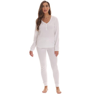 #followme Womens Thermal Henley Jogger Pant Set 6790-RED-L