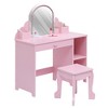 Kids Vanity with Lighted Mirror & Stool, Little Girls Vanity with Adjustable LED Light, Storage Drawer & Shelves for Girls 3-9 - 2 of 4