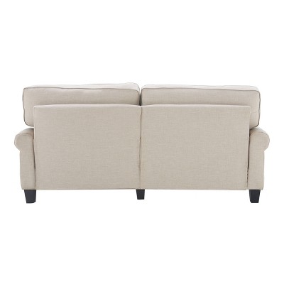 Copenhagen Light Gray 78" Microfiber Sofa with Rounded Arms and Removable Cushions