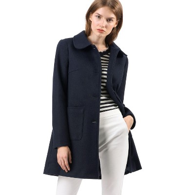 INSPIRE CHIC Women's Turn Down Collar Single Breasted Winter Outwear Overcoat Blue Medium — фото 2