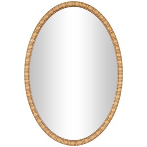 37"x25" Wooden Wall Mirror with Beaded Inspired Frame Brown - Olivia & May: Bohemian Style, Oval Shape, MDF Frame, No Assembly Required - 1 of 4