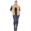Plus Size Zip up High Pile Fleece vest -White Mark - 4 of 4