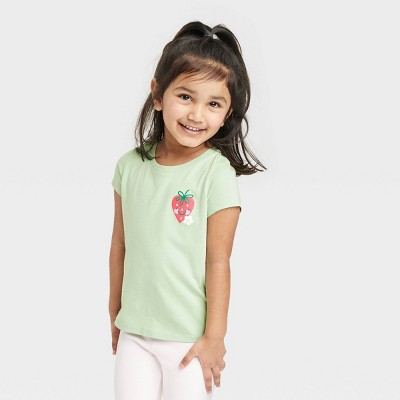 Toddler Girls' Strawberry Short Sleeve T-Shirt - Cat & Jack™ Olive Green