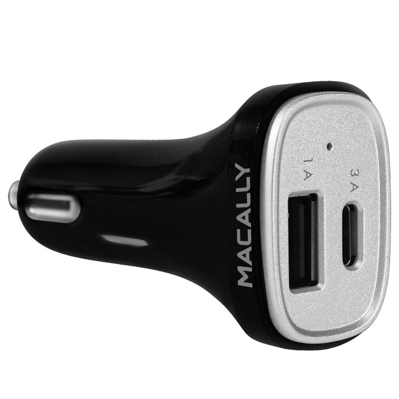 Macally 20 Watt Dual Port USB-A and USB-C Car Charger, 1 of 6