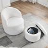 Swivel Barrel Chair With Round Storage Chair, Storage, Soft Cushion 360° Rotation Upholstered Round Chair,17.3in(1.44ft) - 2 of 4