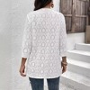 Coolmee Women's 3/4 Sleeve Cardigan Boho Hollowed Out Crochet Knit Shrug Lightweight Cardigan Sweater with Tassels - 3 of 4
