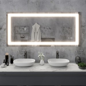 LED Front Light Bathroom Vanity  Mirror, 3 Color Temperatures, Anti-fog , Wall Mounted Frameless Make Up Mirror - 1 of 4