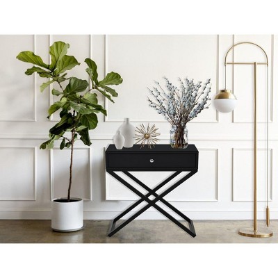 NicBex Modern Nightstand with X-Shaped Metal Legs Minimalist Bedside Table with Single Drawer End Table for Bedroom, Living Room