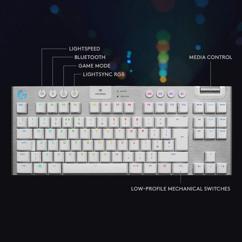 Logitech G915 Tenkeyless LIGHTSPEED Wireless Bluetooth Gaming Keyboard, Mechanical Switches, RGB Backlit, Low-Profile Keys, 6 of 9