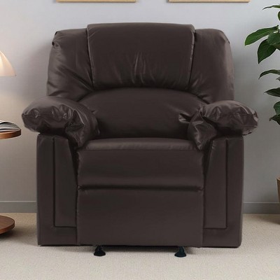 Contemporary Bonded Leather Motion Recliner Chair with Glider Feature