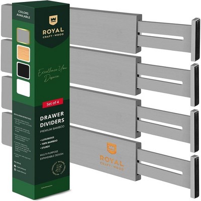 Expandable Gray Bamboo Drawer Dividers Set for Kitchen and Home