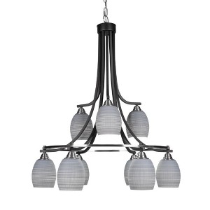 Toltec Lighting Paramount 9 - Light Chandelier in  Matte Black/Brushed Nickel with 5" Gray Matrix Shade - 1 of 1