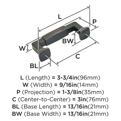 Oil-Rubbed Bronze 3 inch Bar Cabinet Pull with Mounting Hardware