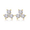 Guili Sterling Silver Clover Stud Earrings with Round CZ in White Gold & 14K Gold Plating – Timeless, Elegant Sparkle for Any Outfit - 2 of 3