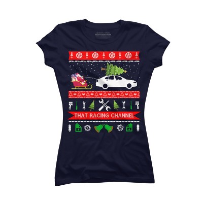 Junior's Design By Humans Christmas Car ugly sweatshirts By kikotee T-Shirt