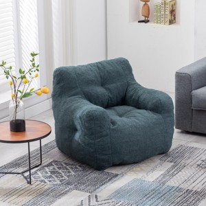 SEVOBAL Sofas Soft Teddy Fabric Bean Bag Chair with Tufted Design and Memory Foam Filling for Living Room Bedroom, Green, 39.37"*37"*27.56" - 1 of 4