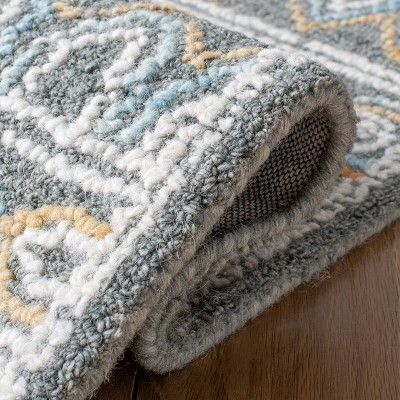 Ivory Floral Tufted Wool Rectangular Area Rug, 6' x 9'