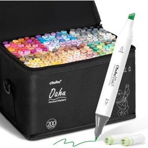 Ohuhu Alcohol Markers 200 Colors - Double Tipped Art Drawing Marker Set - Chisel & Fine Dual Tip - Oahu of Ohuhu Markers- Alcohol-based Refillable Ink - 1 of 4