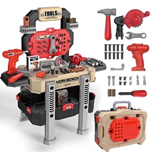 Skirfy 2 in 1 Kids Tool Bench Set, Pretend Play Tool Bench for Kids with Tools, Electric Drill and Transformable Tool Set - 1 of 4