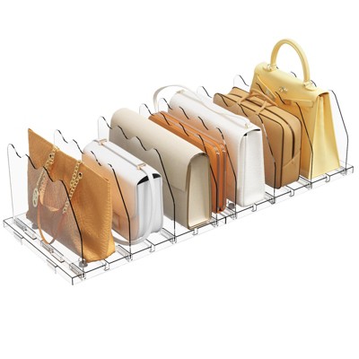 YIGII  Adjustable Shelf Divider for Closet, Clear Purse Organizers for Closet Acrylic Bookshelf Separator Dividers in Bedroom, Office