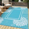 Floral Outdoor Rugs 9x12 Waterproof Reversible Mats, Stain-Resistant Modern Plastic Straw Camping Rugs for Patio, Foldable Outside Carpet for RV - 2 of 4