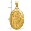 Black Bow Jewelry 14k Yellow or White Gold Hollow Oval St. Christopher Pendant, 18x35mm - 4 of 4