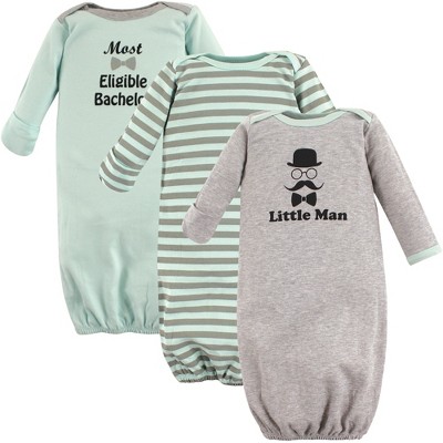 Luvable Friends Baby Boy Cotton Long-Sleeve Gowns 3pk, Little Man, 0-6 Months