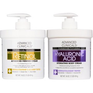 Advanced Clinicals Firming Retinol Body Lotion + Hydrating Hyaluronic Acid Body Cream Set For Crepey Skin & Wrinkles, 2 Piece Set - 1 of 4