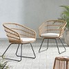 PE Rattan Outdoor Dining Chairs – Set of 2, Tub Design with Water-Resistant Cushions-Coolbibila - 3 of 4