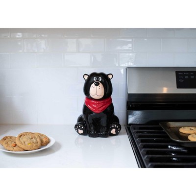 100 North 10 inch Dolomite Ceramic Everyday Cookie & Candy Jar with Airtight Lid: Kitchen Canisters, Pet Treat Containers, Black Bear Handkerchief — фото 4