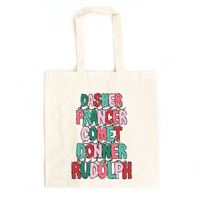 City Creek Prints Reindeer Stacked Canvas Tote Bag - 15x16 - Natural