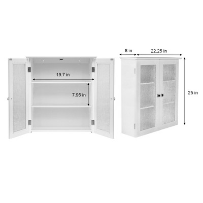 Connor Crisp White 2-Door Wall Cabinet with Textured Glass