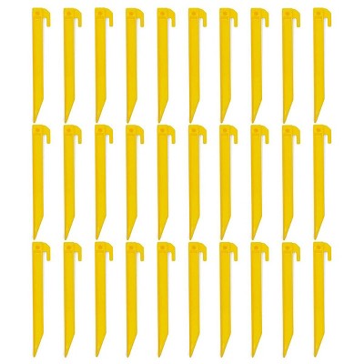 Okuna Outpost 30 Pack Yellow Plastic Tent Stakes, 7.4 Inch Camping Tent Pegs