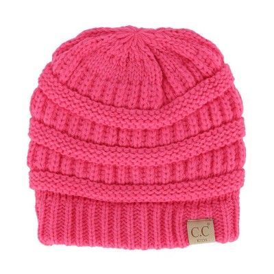 C.C Kids' One Size (2-5) Fuzzy Lined Solid Cable Knit Winter Beanie