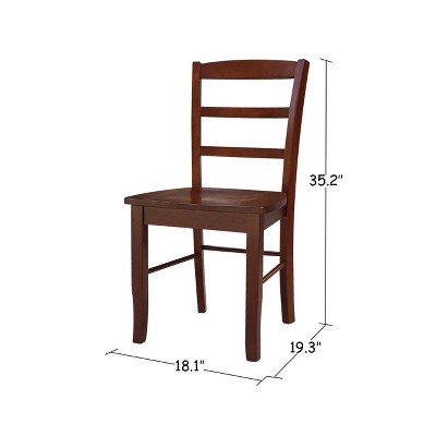 30" Square Brown Solid Wood Dining Table with 2 Ladderback Chairs