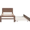 Modern Twin Size Platform Bed Frame with Trundle Solid Wood Slats No Box Spring Needed for Bedroom Guest Room Walnut - 3 of 4