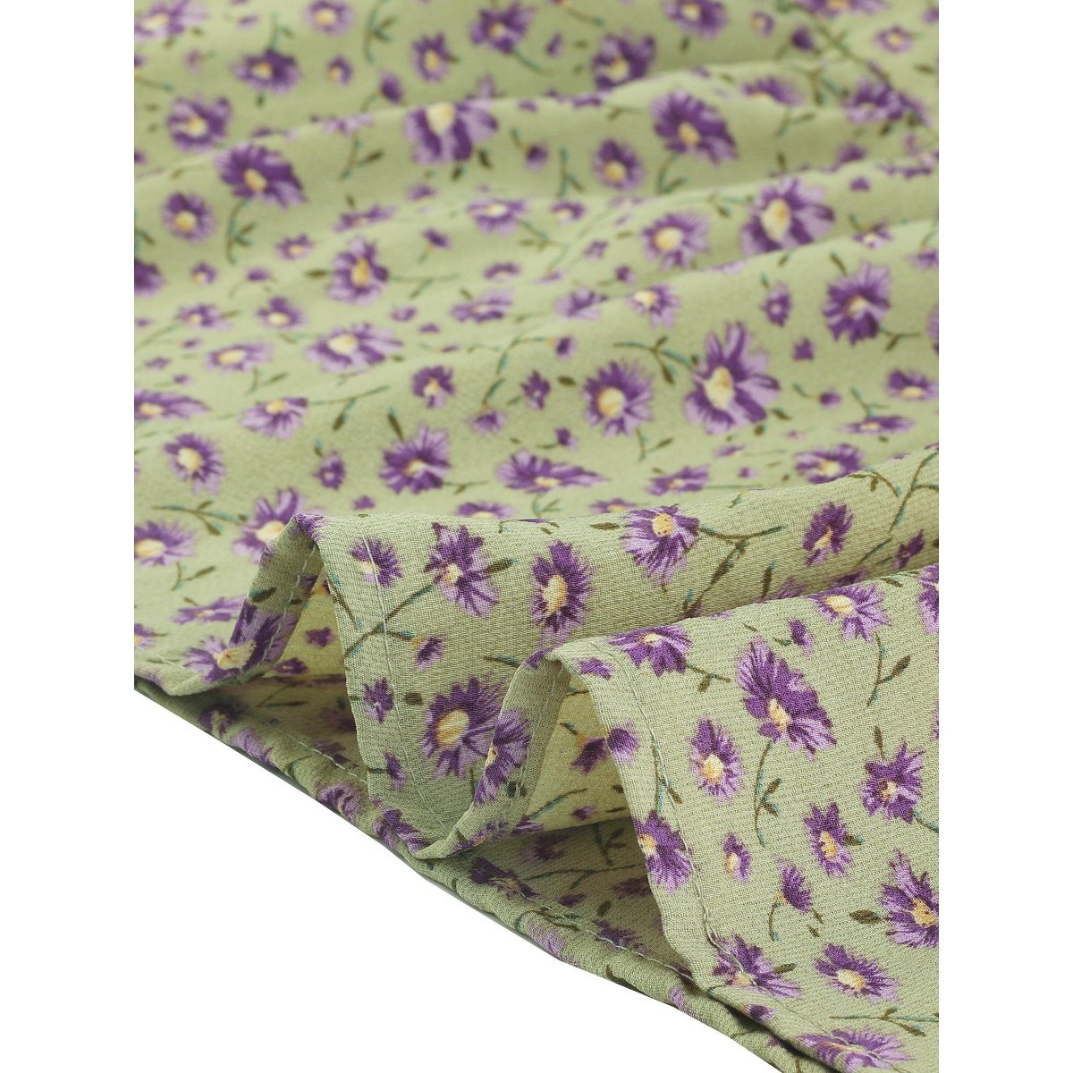 Женские платья Allegra K Women's Floral Dresses Square Neck Puff Short Sleeves Tiered Ruffled Hem Dress Green Purple Large — фото 5