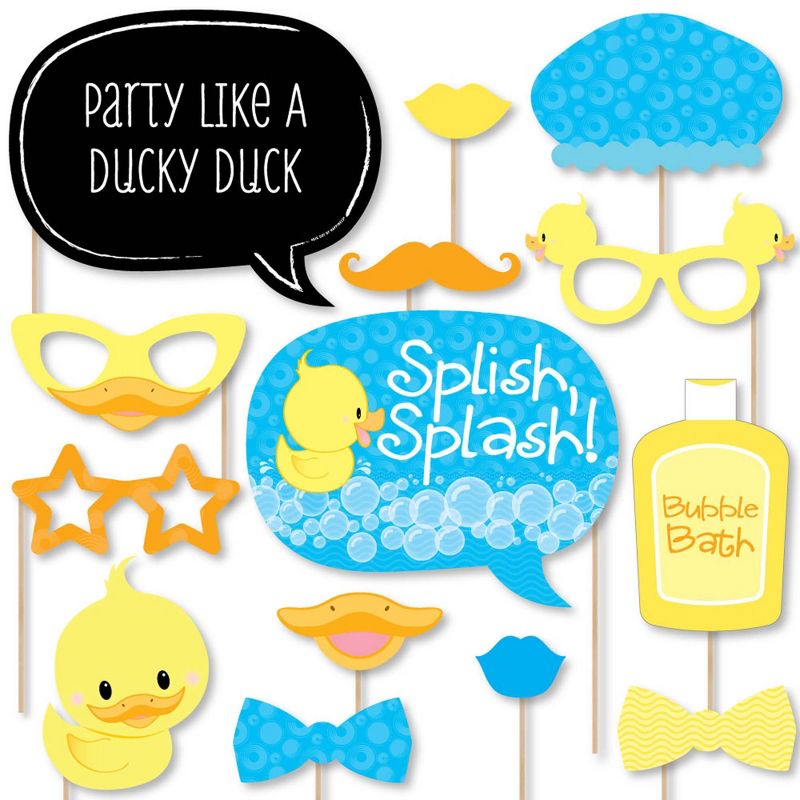 Big Dot of Happiness Ducky Duck - Baby Shower or Birthday Party Photo Booth Props Kit - 20 Count, 1 of 7